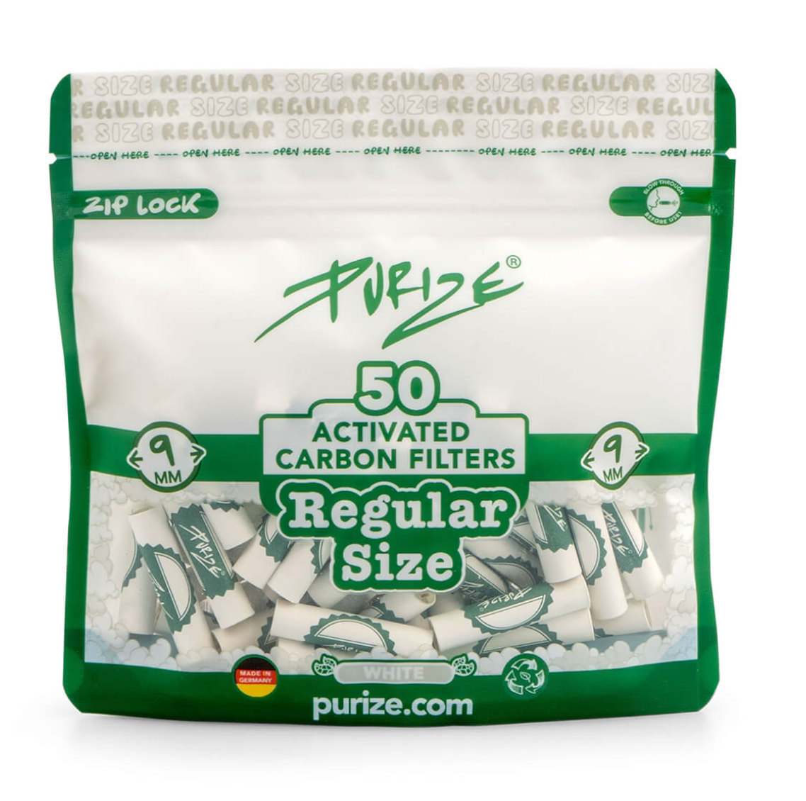 Purize Filtres à Charbon Actif – Regular Size 9mm (8x50pcs)