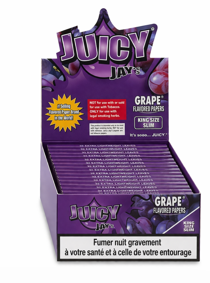 Juicy Jay King Size RAISIN Papiers à Rouler aromatisés  (24pcs/présentoir)