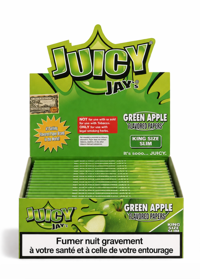 Juicy Jay King Size POMME VERTE Papiers à Rouler (24pcs/présentoir)