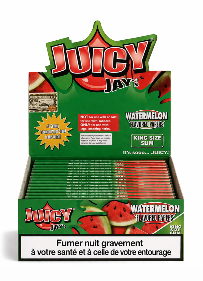 Juicy Jay King Size PASTEQUE Papiers à Rouler (24pcs/présentoir)