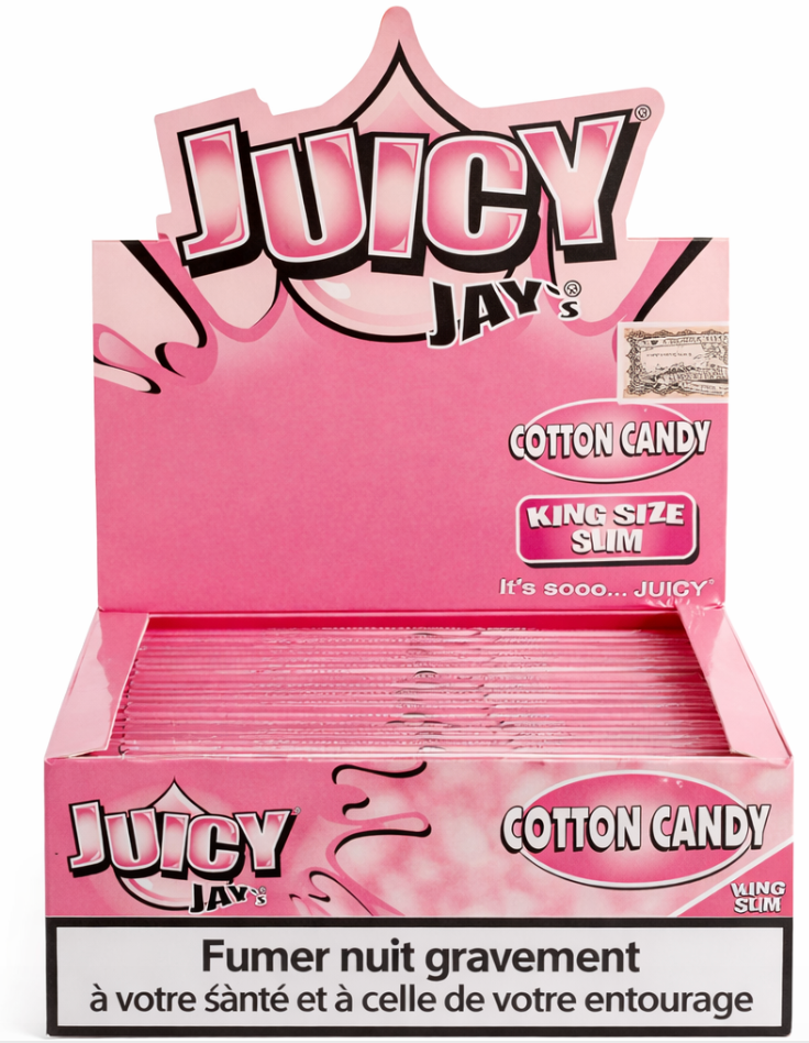 Juicy Jay King Size BARBE A PAPA Papiers à Rouler Aromatisés (24pcs/présentoir)