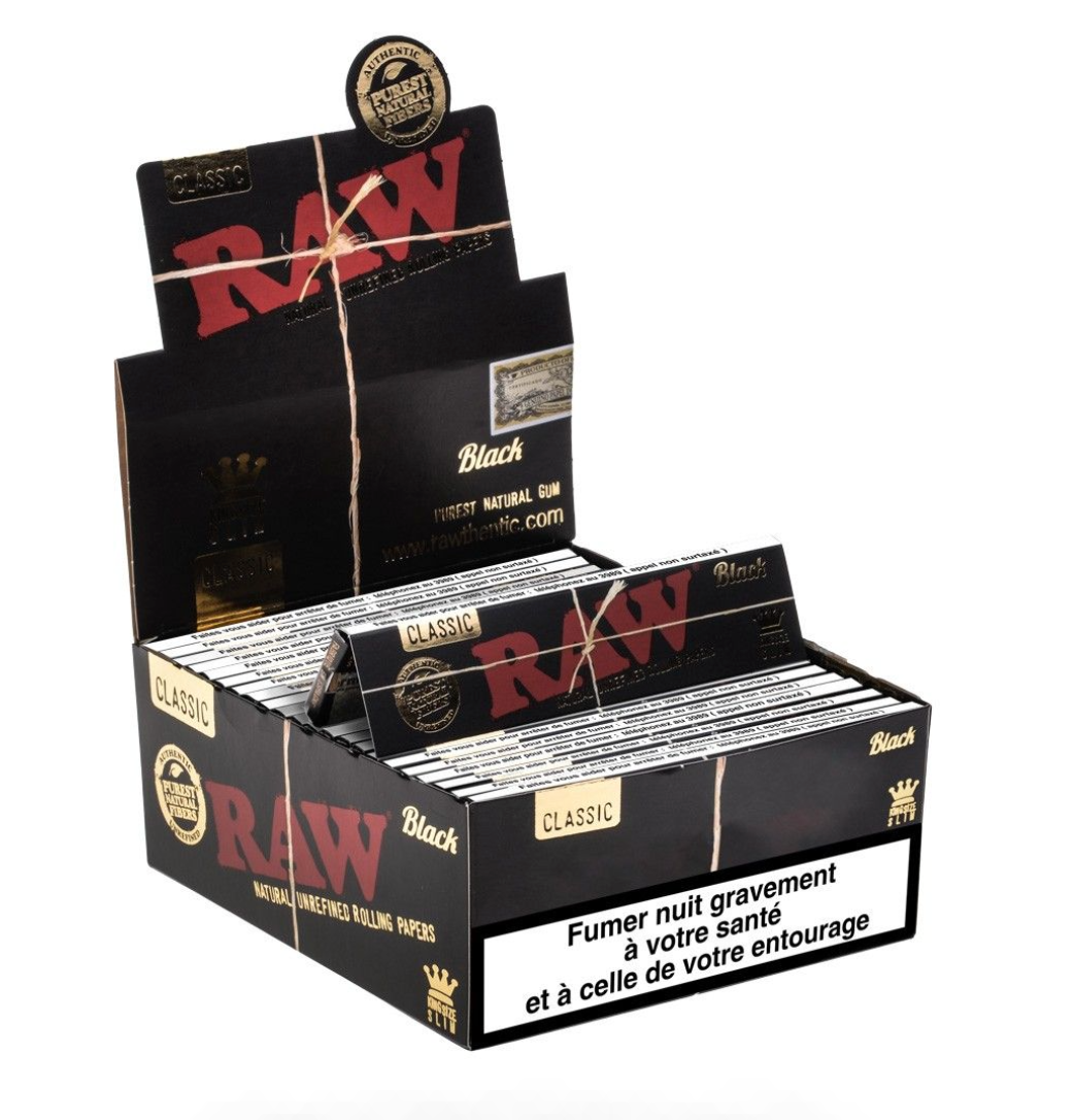 RAW Black Kingsize Slim Papiers à Rouler (50pcs/présentoir)