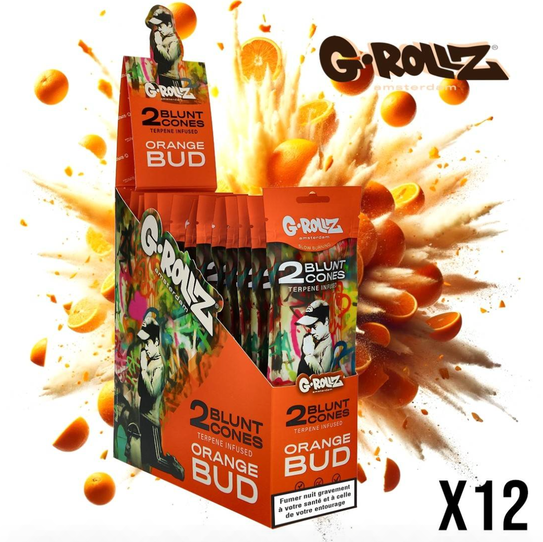 BLUNT CHANVRE G-ROLLZ BANKSY TERPENES ORANGE BUD PAR 2 DISPLAY DE 12