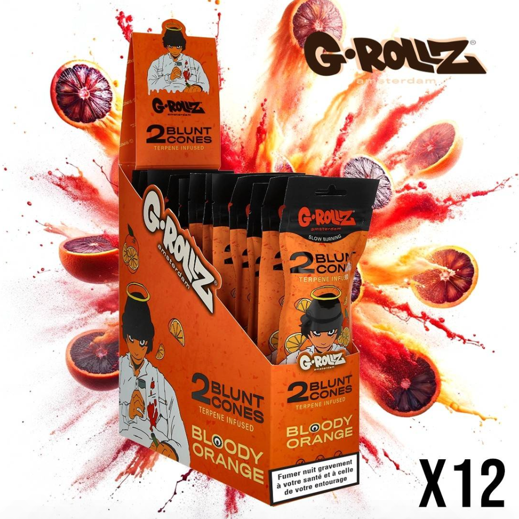 BLUNT CHANVRE G-ROLLZ TERPENES BLOODY ORANGE PAR 2 DISPLAY DE 12