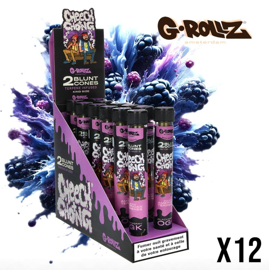 BLUNT PREROULE G ROLLZ CHEECH AND CHONG TERPENES BLACKBERRY OGK MURE  PAR 2 DISPLAY DE 12