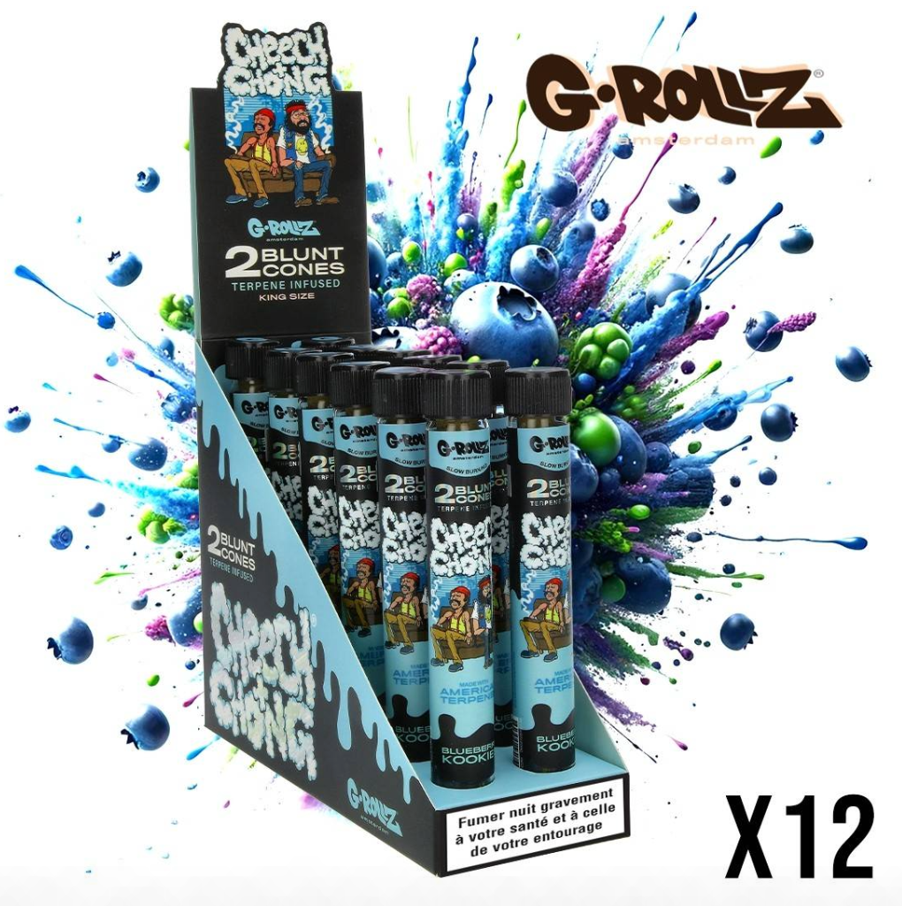 BLUNT PREROULE G ROLLZ CHEECH AND CHONG TERPENES BLUEBERRY COOKIES MYRTILLE PAR 2 DISPLAY DE 12