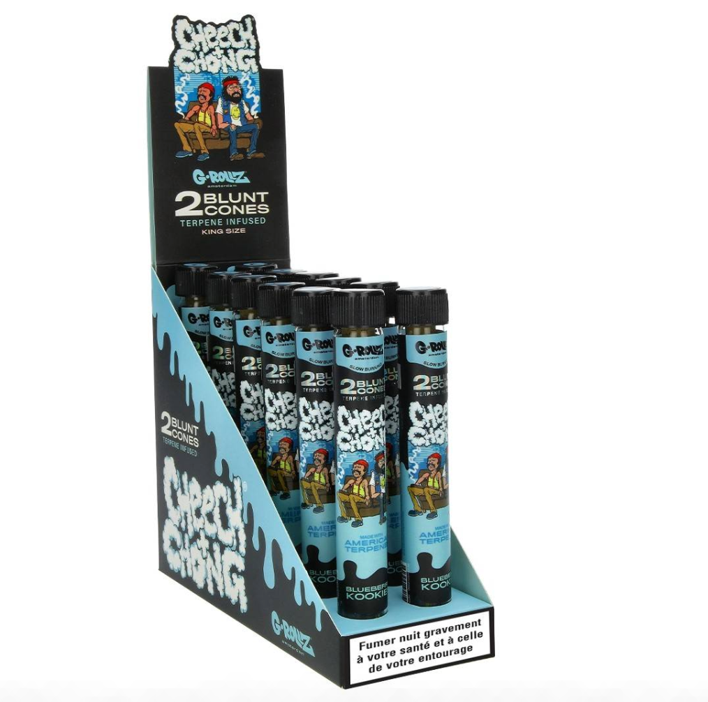 BLUNT PREROULE G ROLLZ CHEECH AND CHONG TERPENES BLUEBERRY COOKIES MYRTILLE PAR 2 DISPLAY DE 12