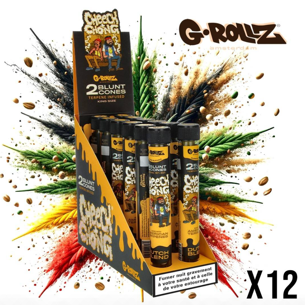BLUNT PREROULE G ROLLZ CHEECH AND CHONG TERPENES DUTCH BLEND CITRON PAR 2 DISPLAY DE 12