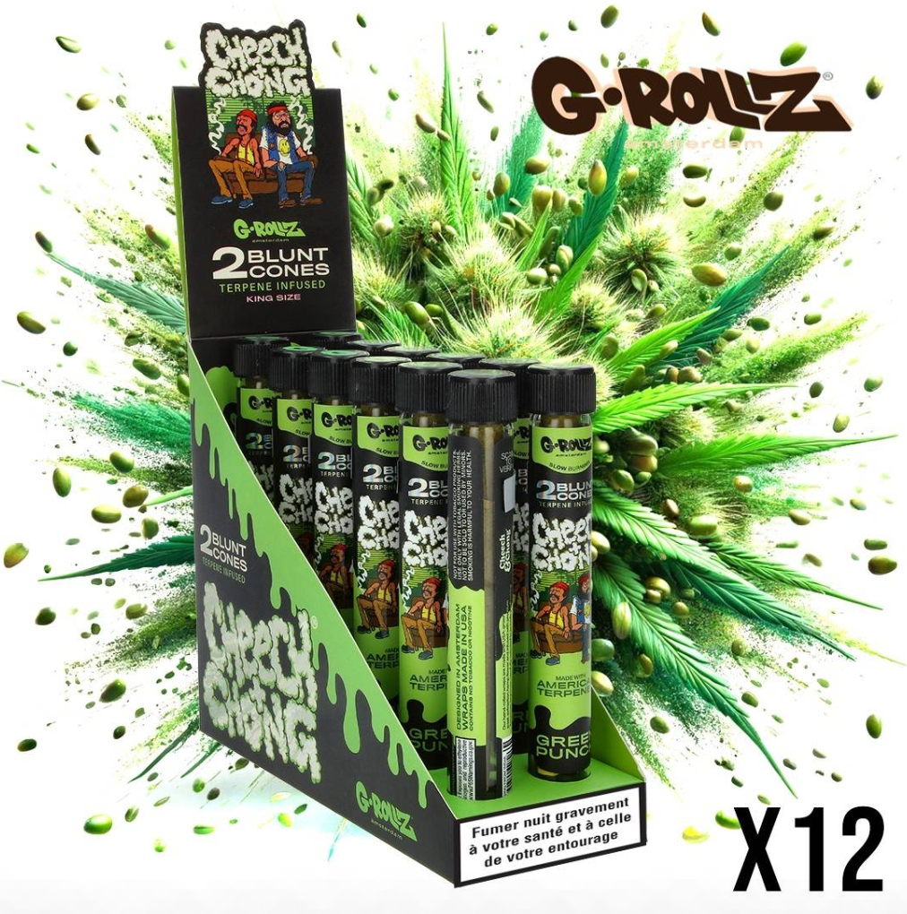 BLUNT PREROULE G ROLLZ CHEECH AND CHONG TERPENES GREEN PUNCH AGRUMES PAR 2 DISPLAY DE 12