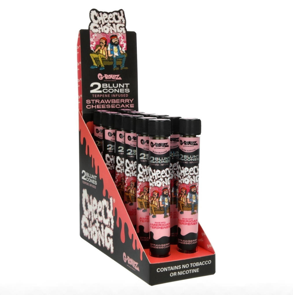BLUNT PREROULE G ROLLZ CHEECH AND CHONG TERPENES STRAWBERRY CHEESECAKE PAR 2 DISPLAY DE 12