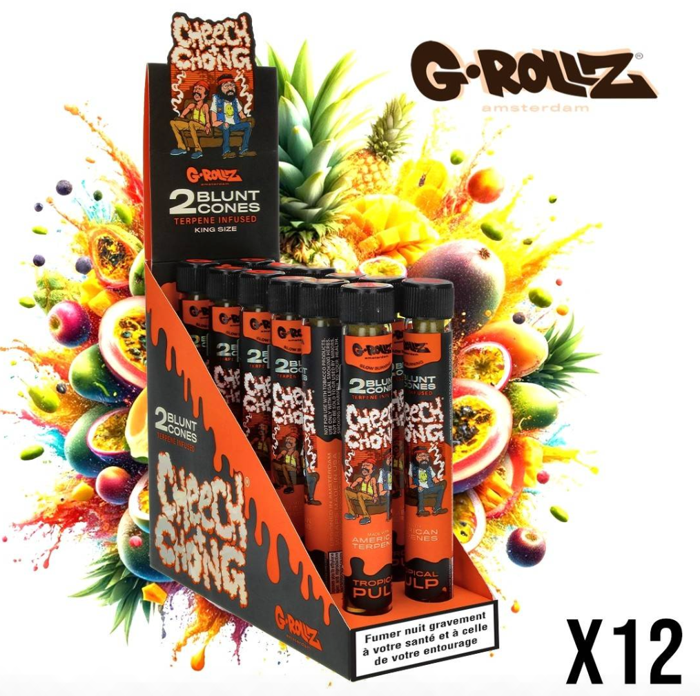 BLUNT PREROULE G ROLLZ CHEECH AND CHONG TERPENES TROPICAL PULP PAR 2 DISPLAY DE 12