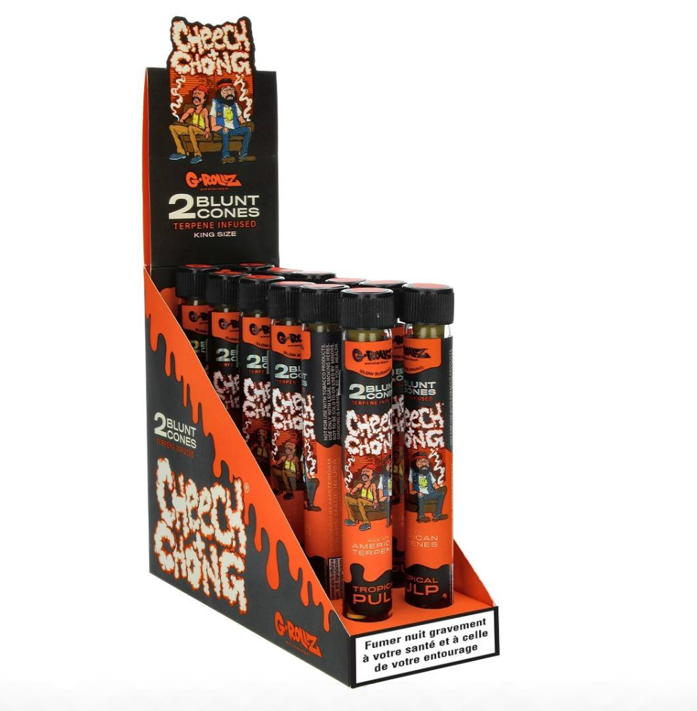BLUNT PREROULE G ROLLZ CHEECH AND CHONG TERPENES TROPICAL PULP PAR 2 DISPLAY DE 12