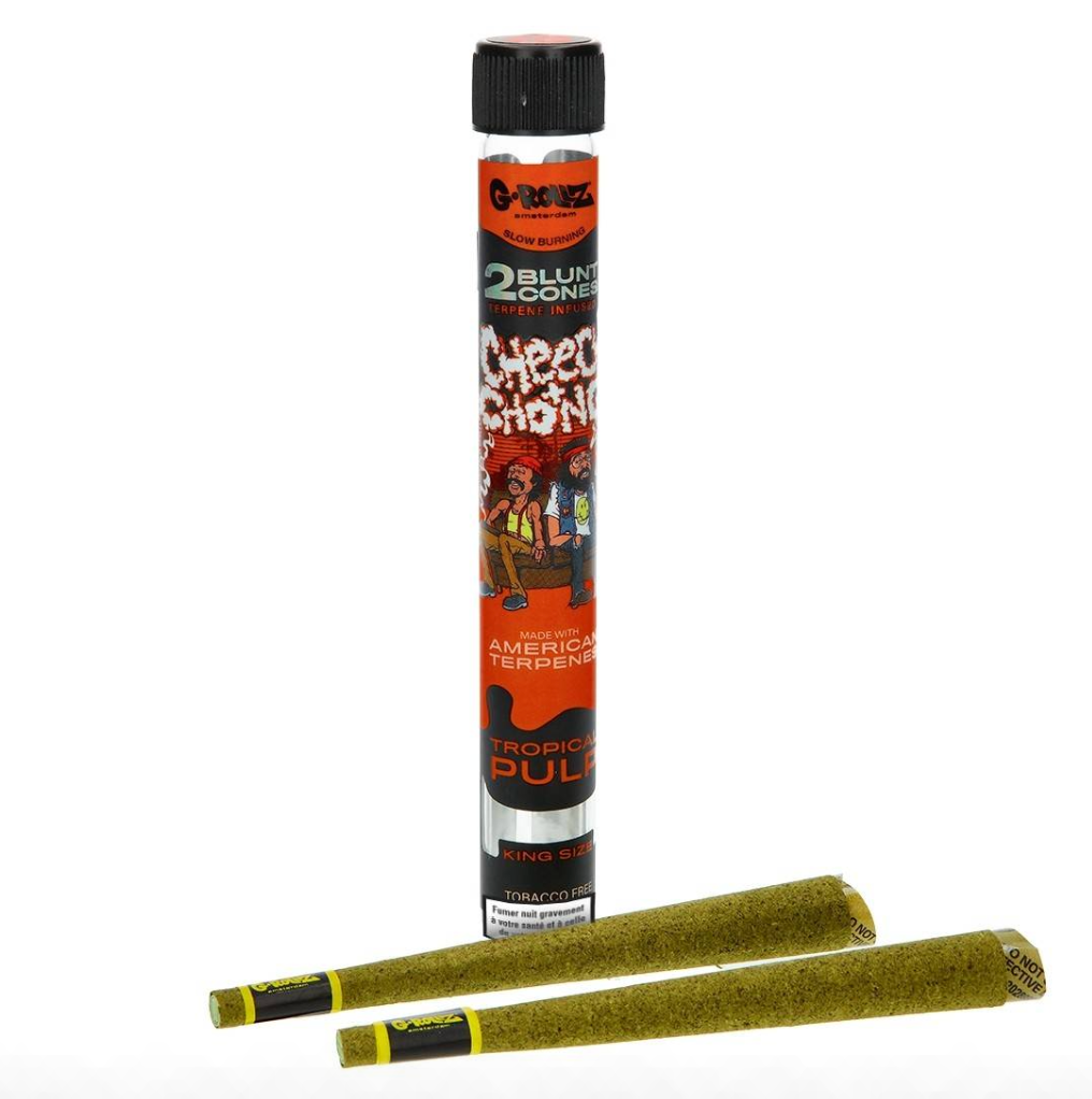 BLUNT PREROULE G ROLLZ CHEECH AND CHONG TERPENES TROPICAL PULP PAR 2 DISPLAY DE 12