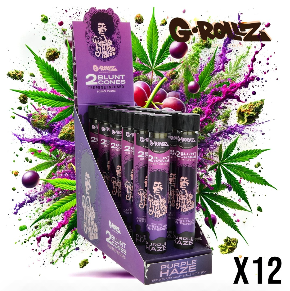 BLUNT PREROULE G ROLLZ TERPENES PURPLE HAZE RAISIN PAR 2 DISPLAY DE 12