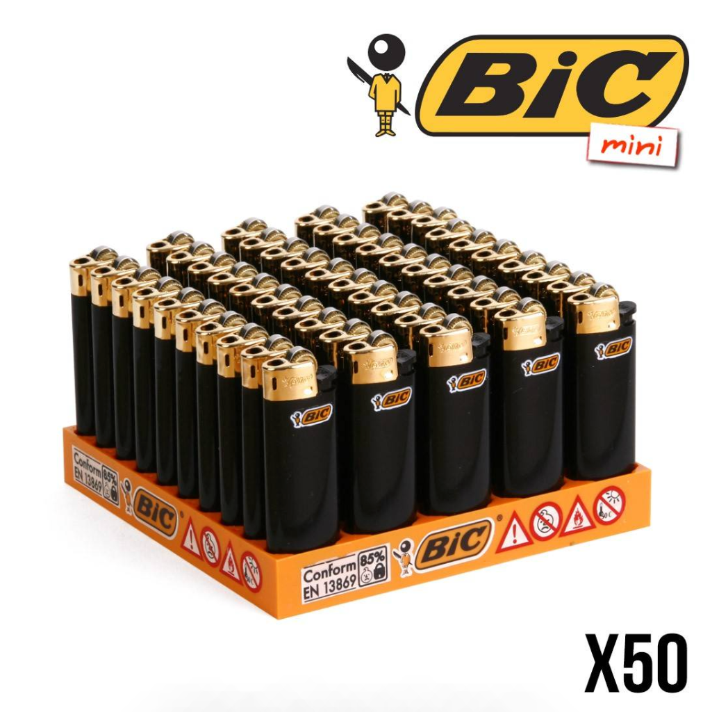 BRIQUET BIC MINI BLACK AND GOLD X50