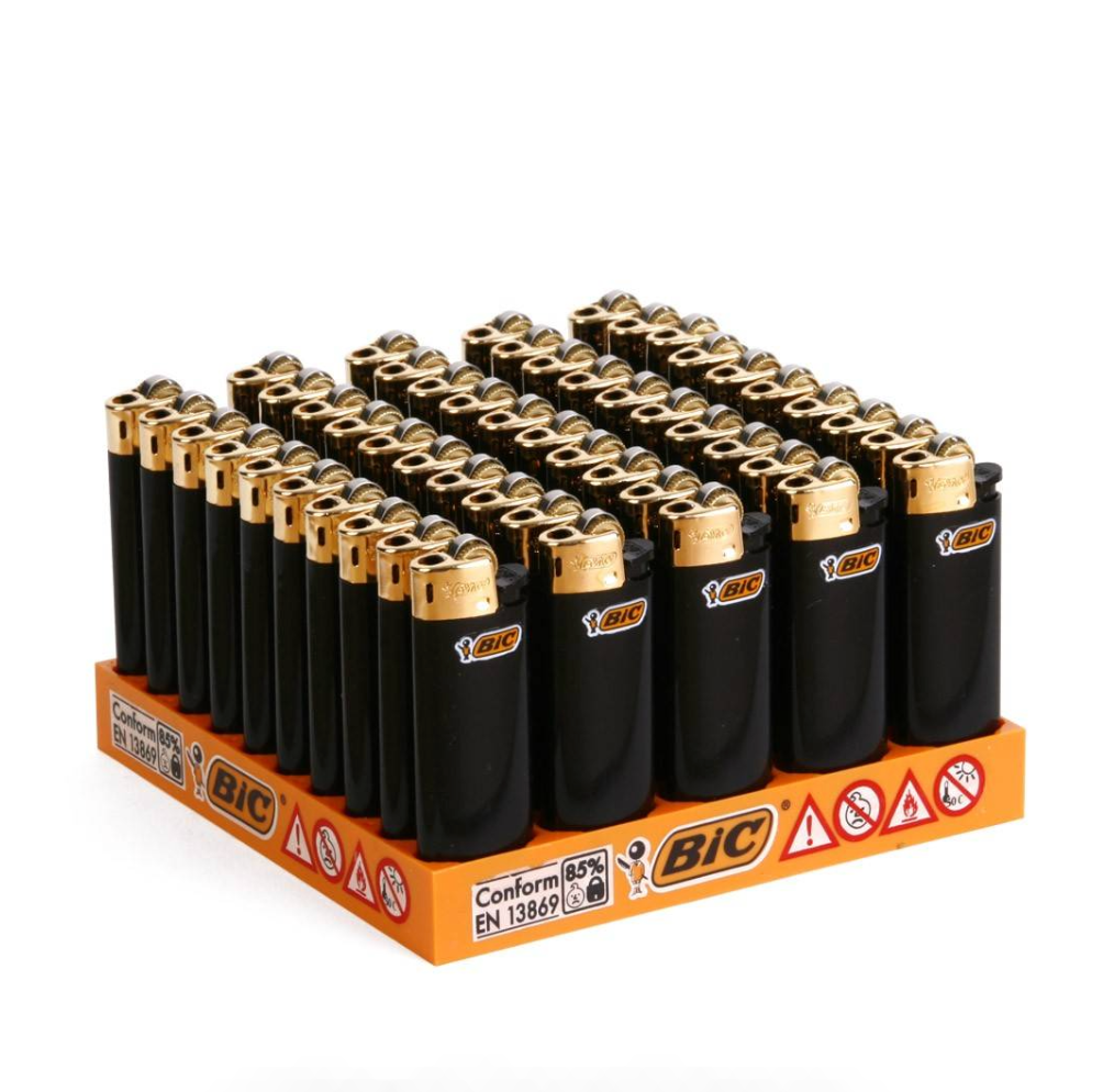 BRIQUET BIC MINI BLACK AND GOLD X50