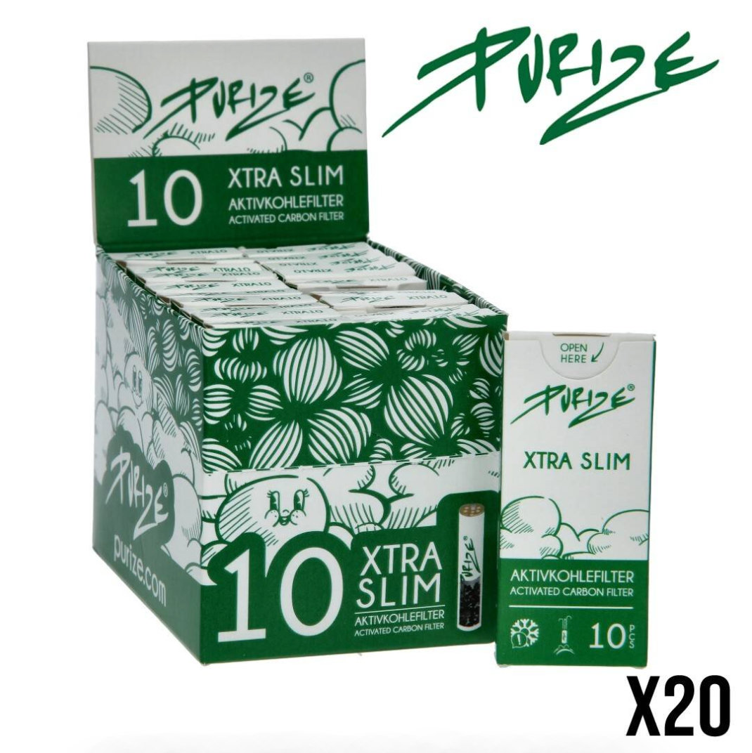 6mm x200 Filtres Purize Charbon Actif Xtra Slim – Boîte de 10 – Display de 20