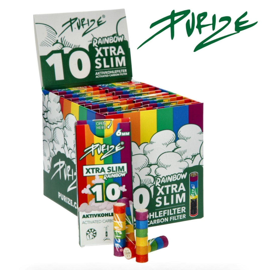6mm x200 Filtres Purize Charbon Actif Xtra Slim – Boîte de 10 – Display de 20