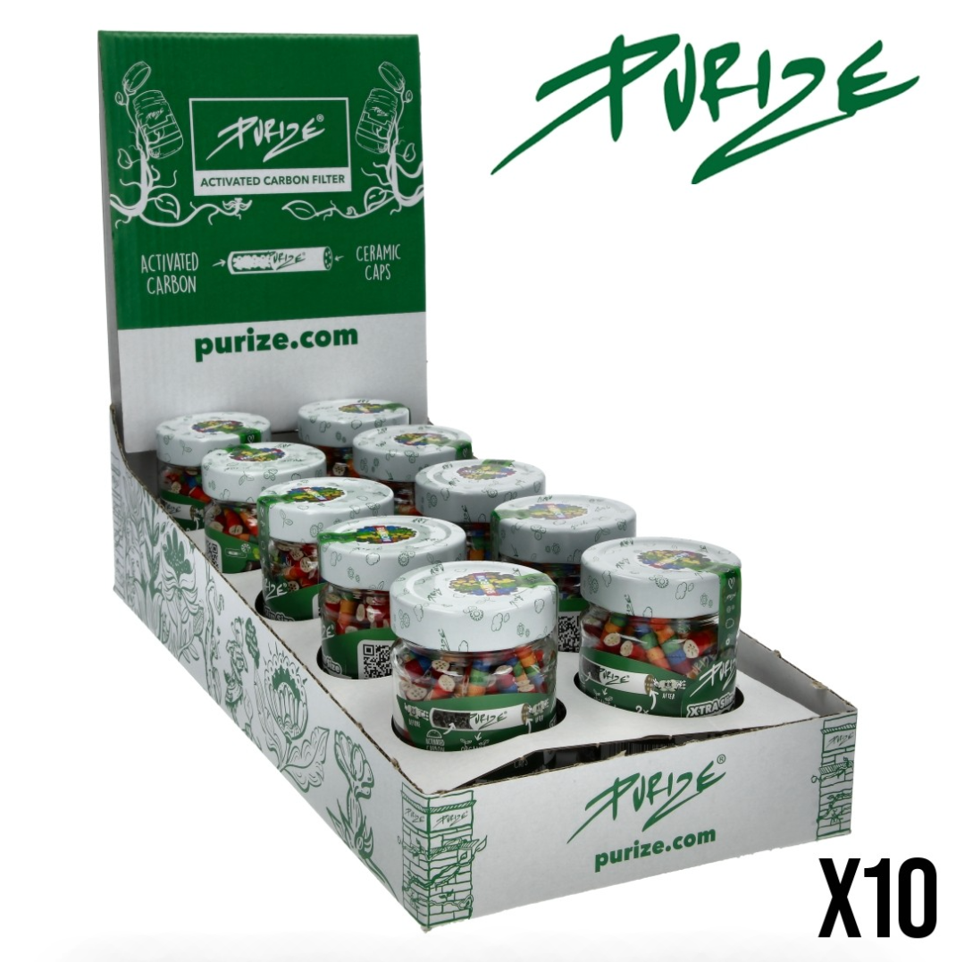 6mm x1000 Filtres Purize Charbon Actif Xtra Slim Xmas x50 – Display Sachets ou Pot Verre