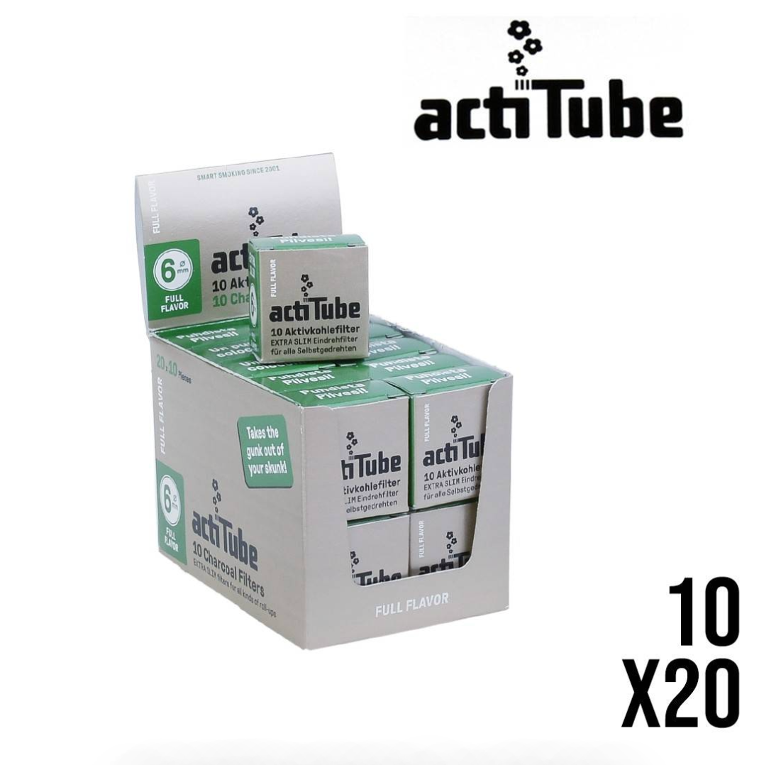 6mm x200 Filtres au Charbon Actif ActiTube Extra Slim Full Flavor x10 – Display de 20