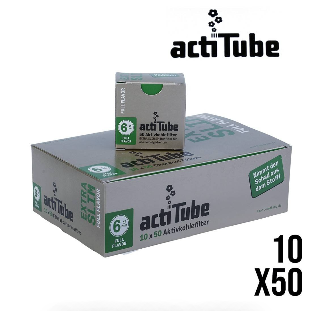 6mm 500 Filtres au Charbon Actif ActiTube Extra Slim Full Flavor x50 – Boîte de 10