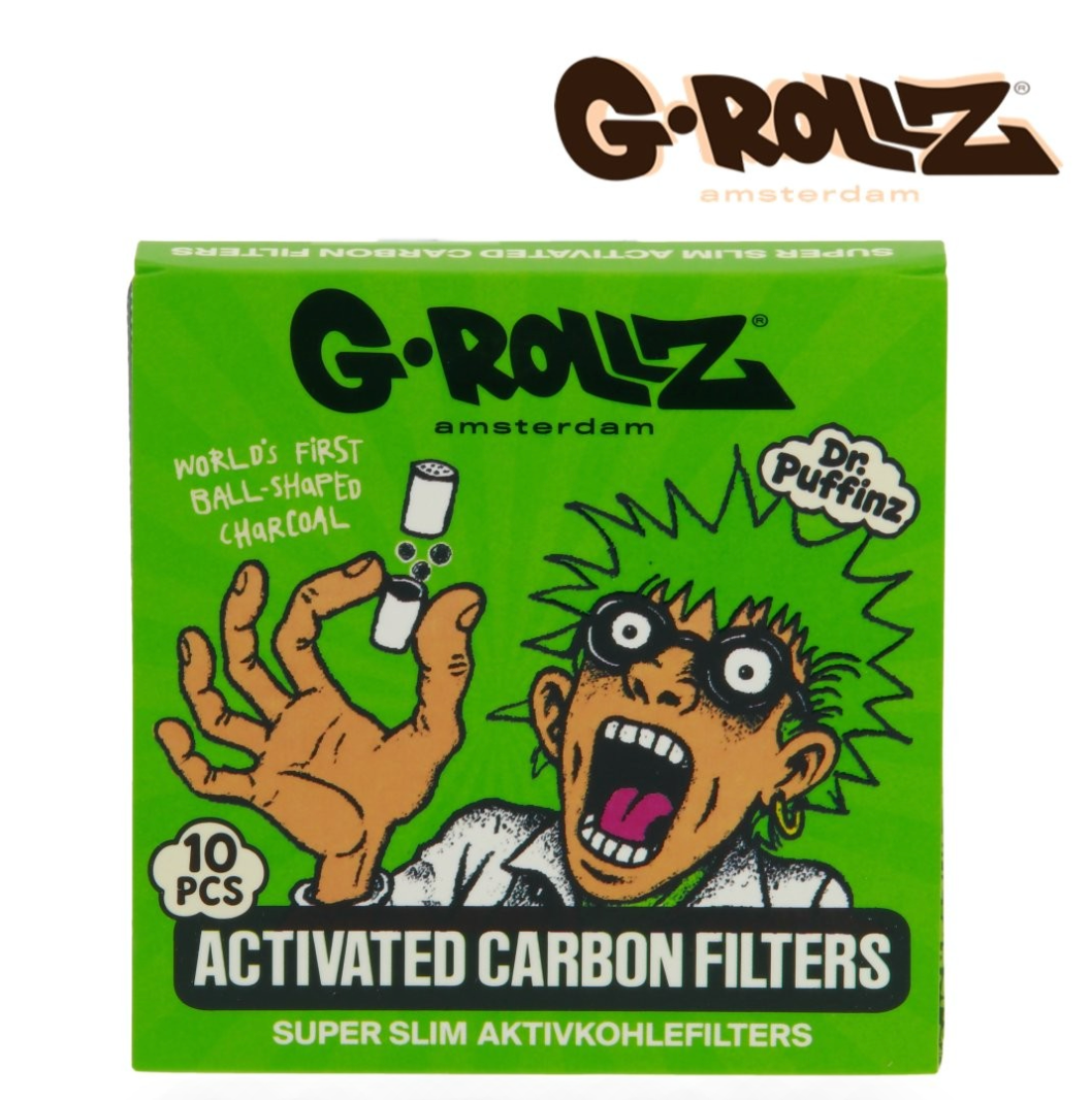 6mm x10 Filtres G-Rollz au Charbon Actif Super Slim Vert/Bleu/Rose/Rouge x10