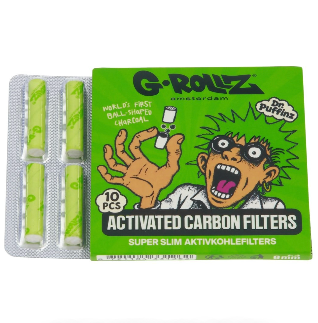 6mm x10 Filtres G-Rollz au Charbon Actif Super Slim Vert/Bleu/Rose/Rouge x10