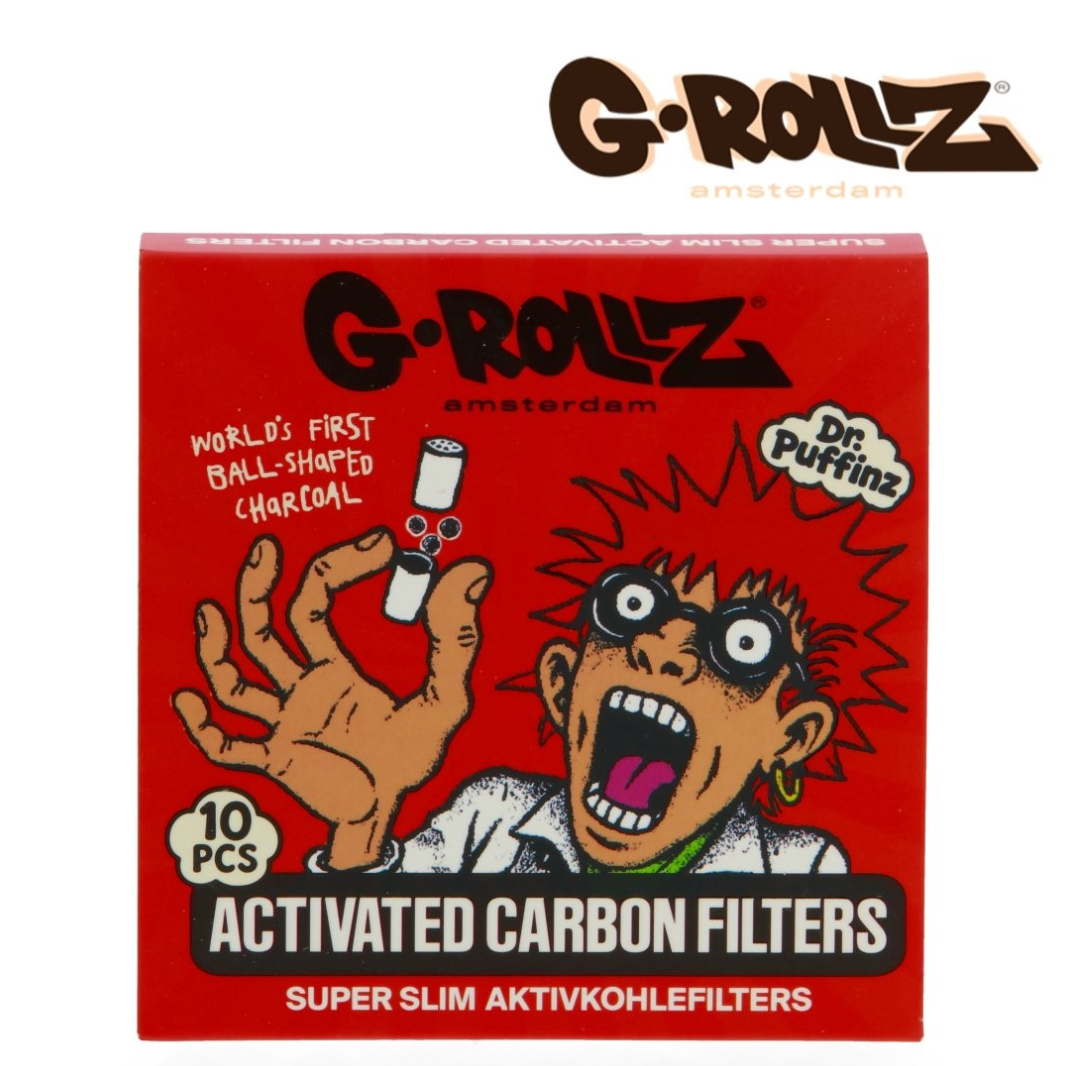 6mm x10 Filtres G-Rollz au Charbon Actif Super Slim Vert/Bleu/Rose/Rouge x10