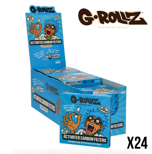 6mm x240 Filtres G-Rollz au Charbon Actif Super Slim Vert x10 – Display de 24