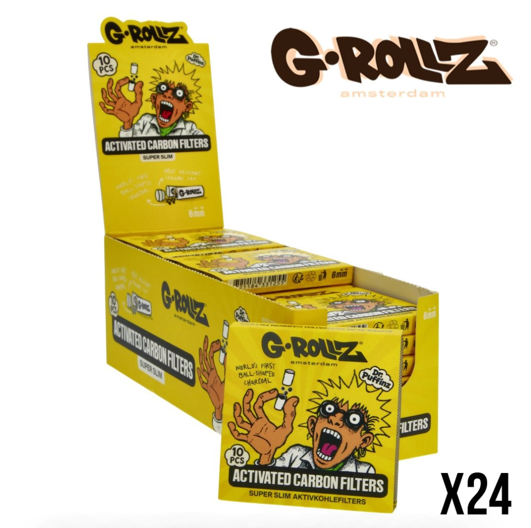 6mm x240 Filtres G-Rollz au Charbon Actif Super Slim Vert x10 – Display de 24