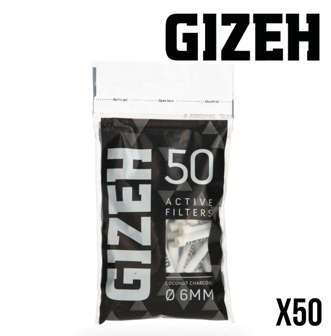 Filtres Gizeh Charbon Actif Coco 6mm x50