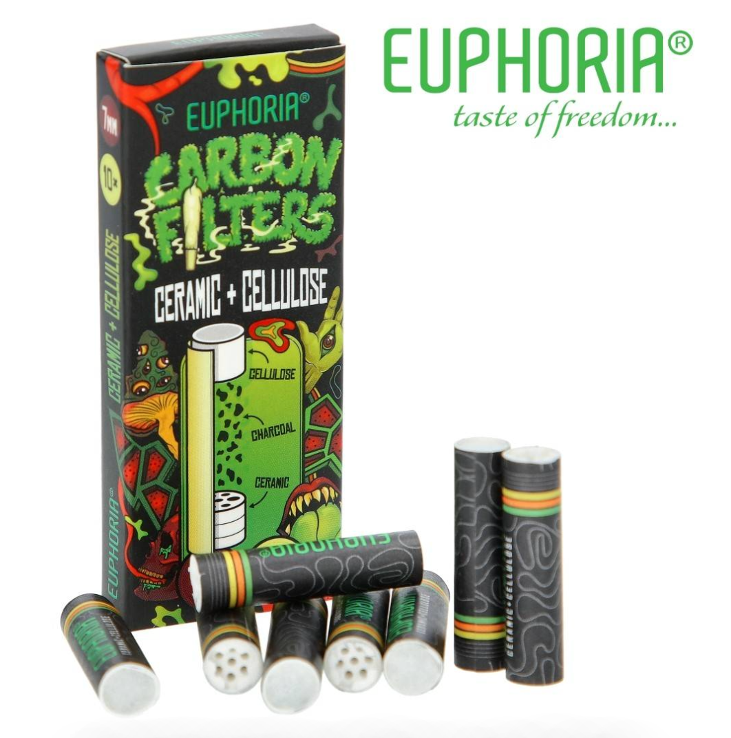 7mm x10 Filtres Euphoria Charbon Actif Céramique et Cellulose x10