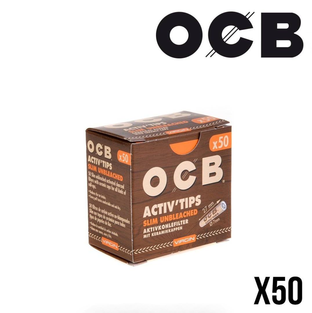 7mm x 50 Filtres OCB Charbon Actif Céramique Non Blanchi x50