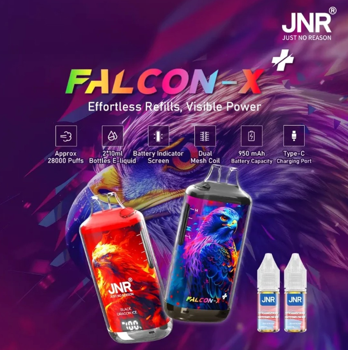 Puff JNR Falcon-X Plus Cherry Ice 20mg 28000 Puffs